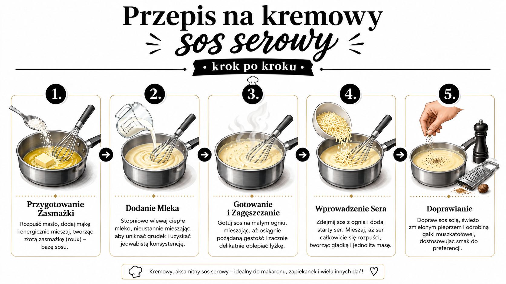 Przepis na kremowy sos serowy krok po kroku